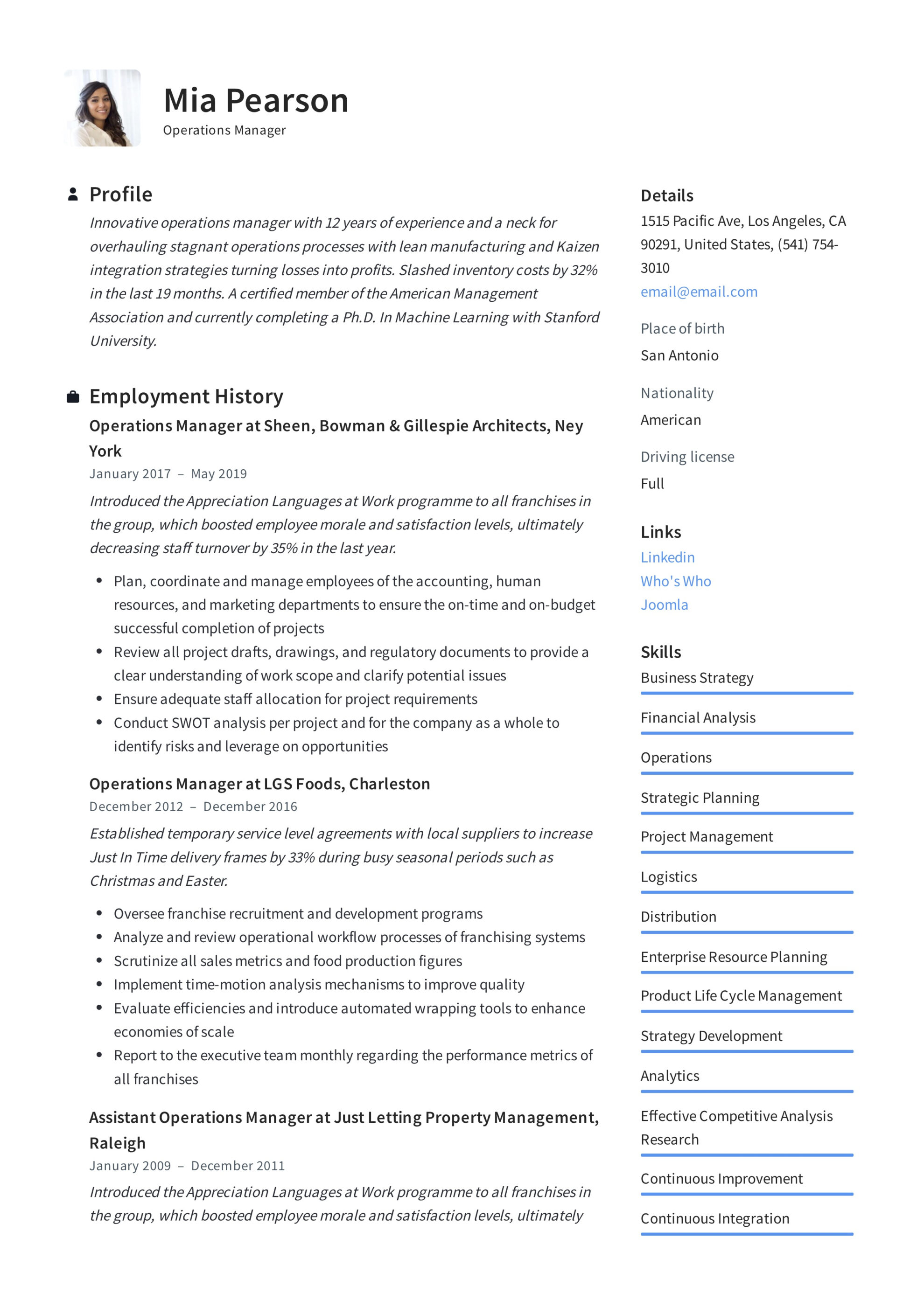 Operations Manager Report Template