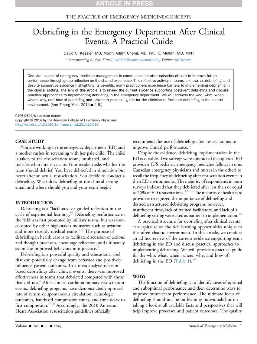 Pdf) Debriefing In The Emergency Department After Clinical With Debriefing Report Template