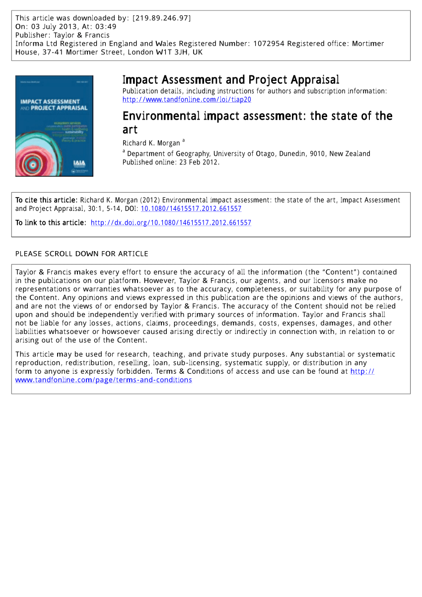 Pdf) Environmental Impact Assessment: The State Of The Art Within Environmental Impact Report Template