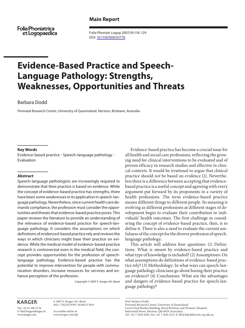 Pdf) Evidence Based Practice And Speech Language Pathology Regarding Speech And Language Report Template