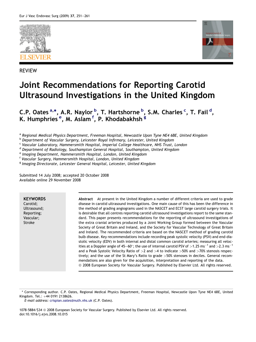 Pdf) Joint Recommendations For Reporting Carotid Ultrasound For Carotid Ultrasound Report Template