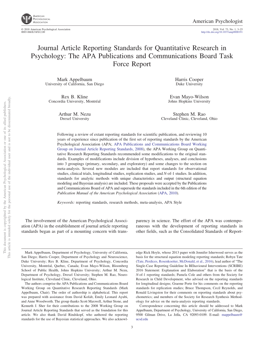 Pdf) Journal Article Reporting Standards For Quantitative In School Psychologist Report Template