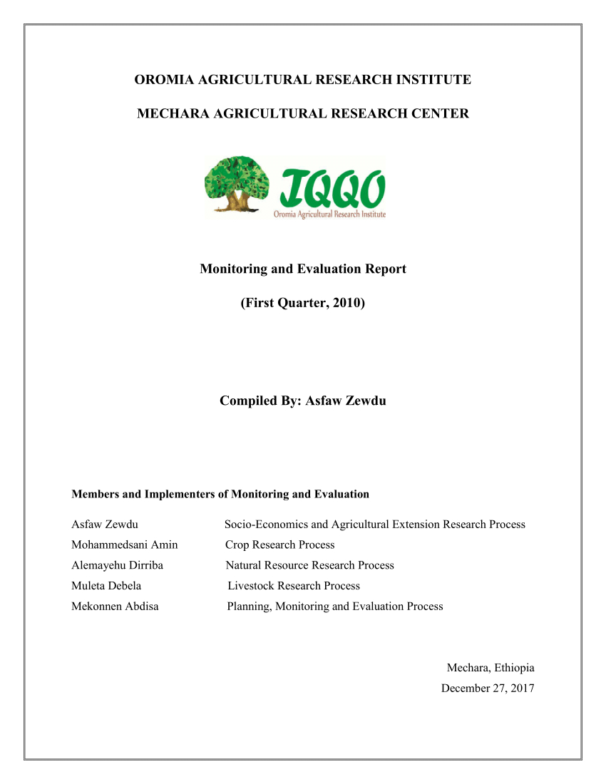 Pdf) Monitoring And Evaluation Report Intended For M&e Report Template