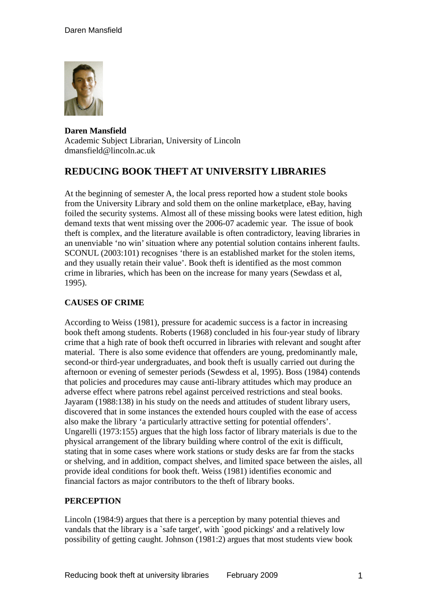 Pdf) Reducing Book Theft At University Libraries Throughout Paper Bag Book Report Template