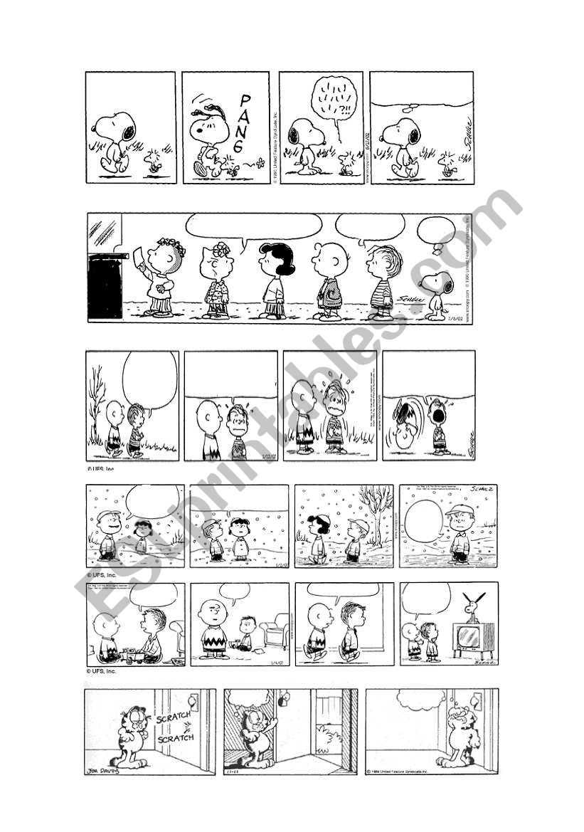 Peanuts & Garfield Blank Comic Strips 1/5 - Esl Worksheet Within Printable Blank Comic Strip Template For Kids