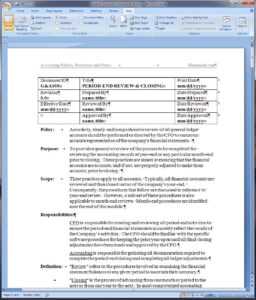 Period End Review And Closing Policy And Procedure Word Template within Procedure Manual Template Word Free