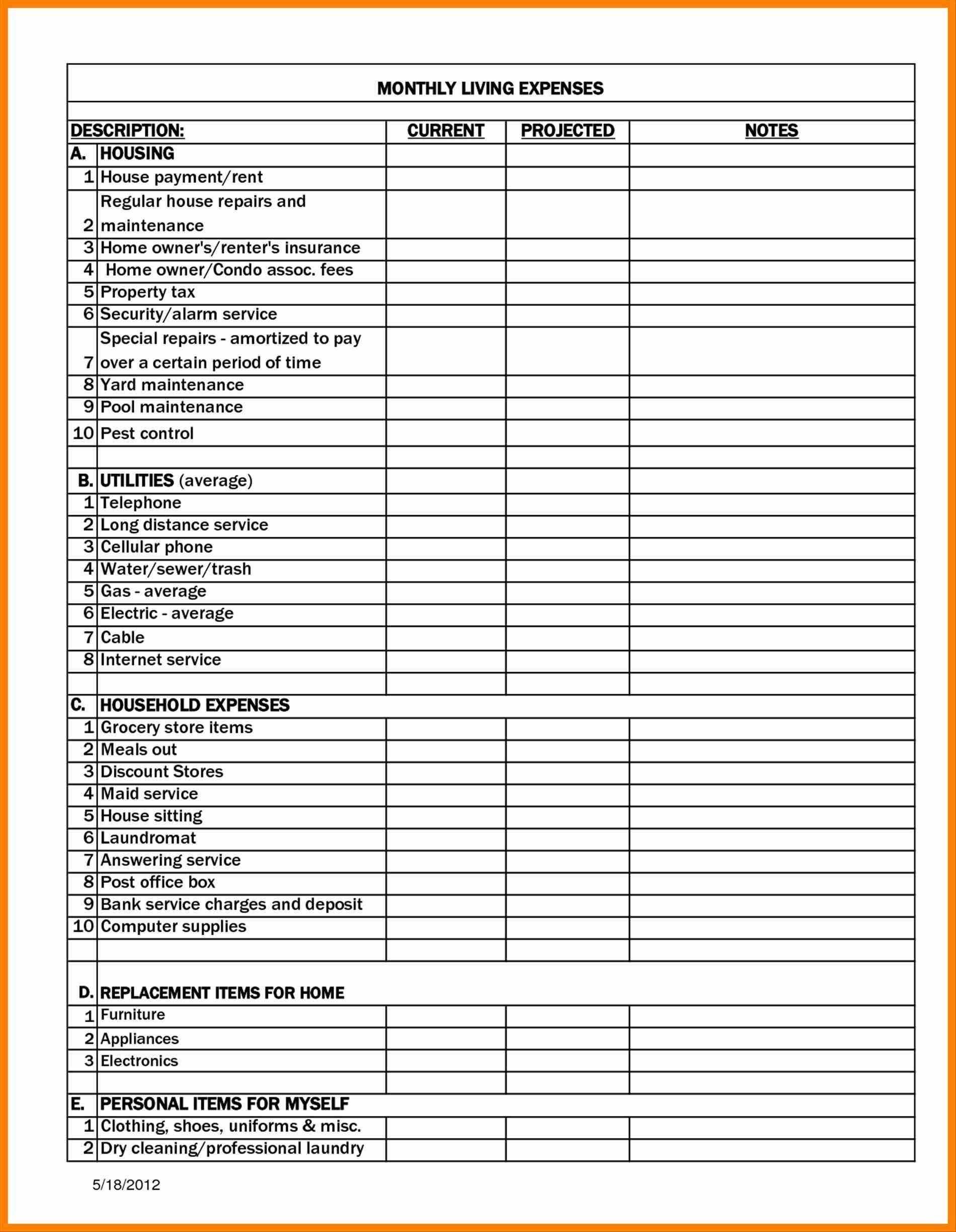 Personal Thly Expense Report Template Magdalene Project Org For Cleaning Report Template