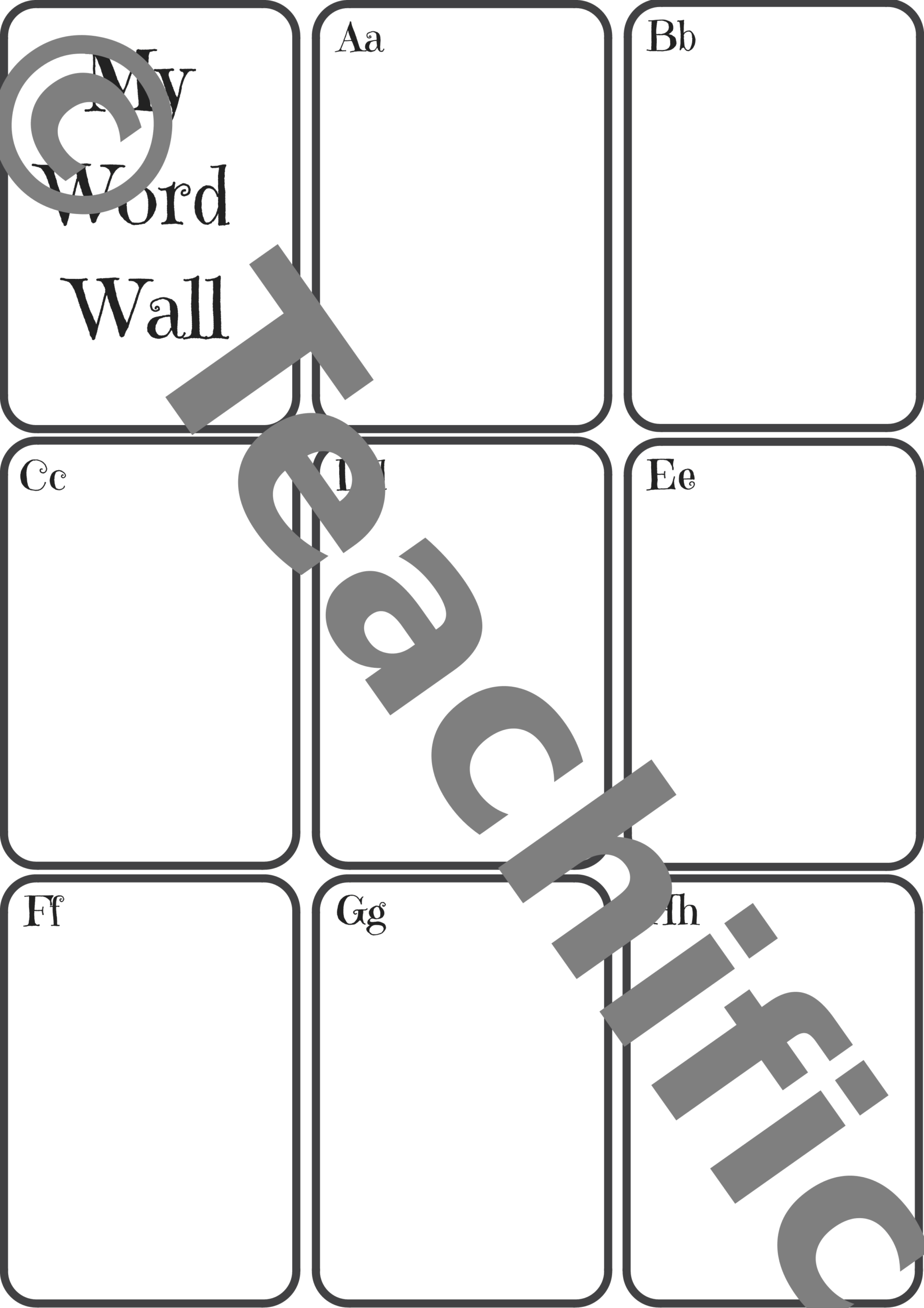 Personal Word Wall Set 1 A Z Template | Teachific With Regard To Personal Word Wall Template