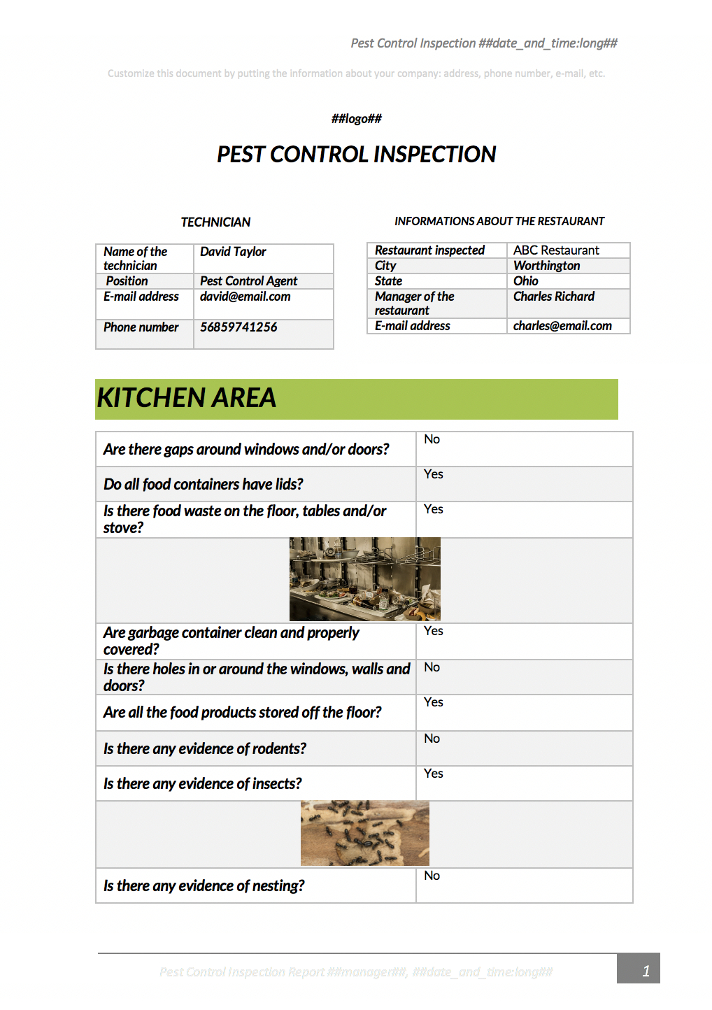 Pest Control Inspection With Kizeo Forms From Your Cellphone In Pest Control Report Template