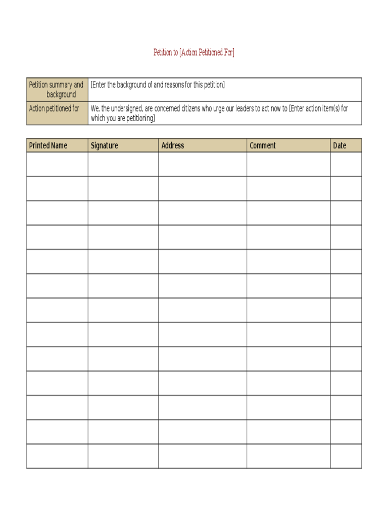 Petition Template – 4 Free Templates In Pdf, Word, Excel In Blank Petition Template