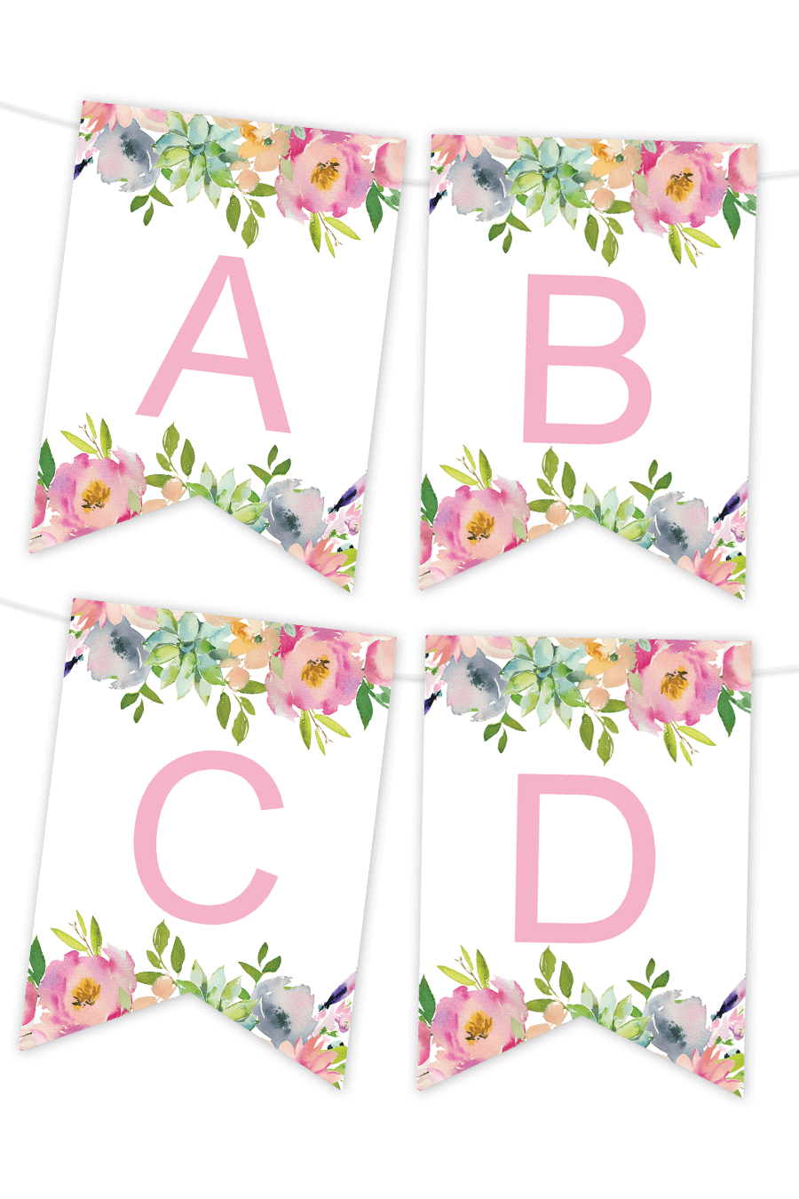 Pink Floral Printable Banner – Chicfetti Intended For Free Bridal Shower Banner Template