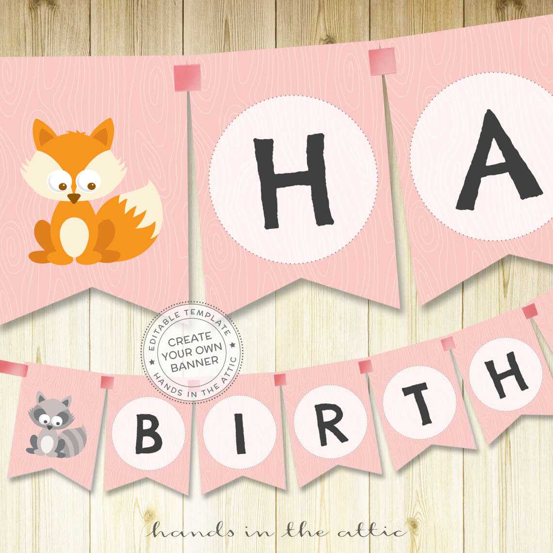 Pink Woodland Animals Name Banner | Diy Printable Intended For Diy Baby Shower Banner Template