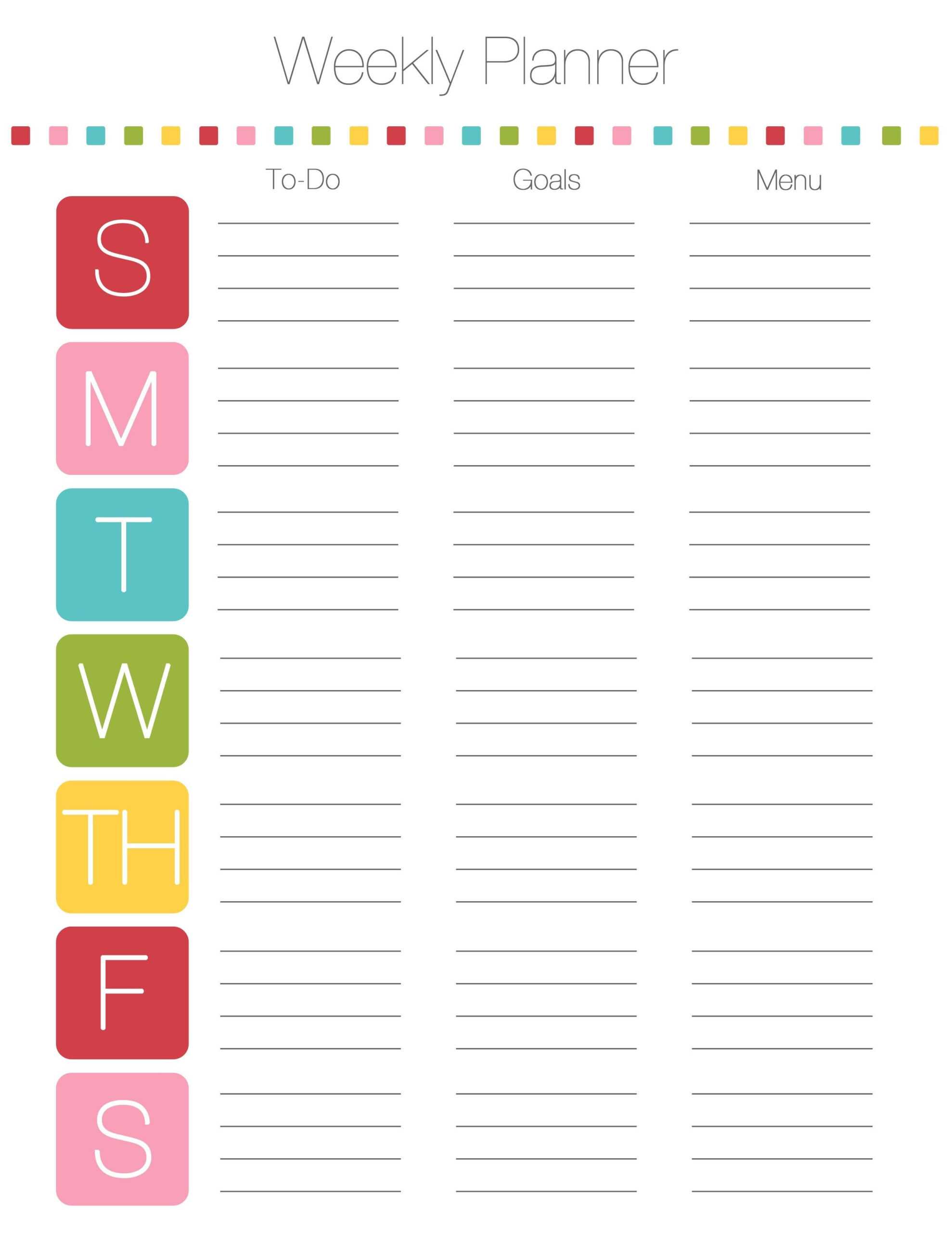 Planner Word Template – Papele.alimentacionsegura In Weekly Meal Planner Template Word