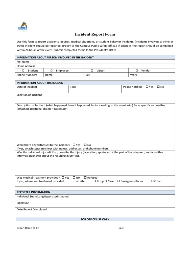 Police Incident Report Form – 3 Free Templates In Pdf, Word With Regard To Office Incident Report Template