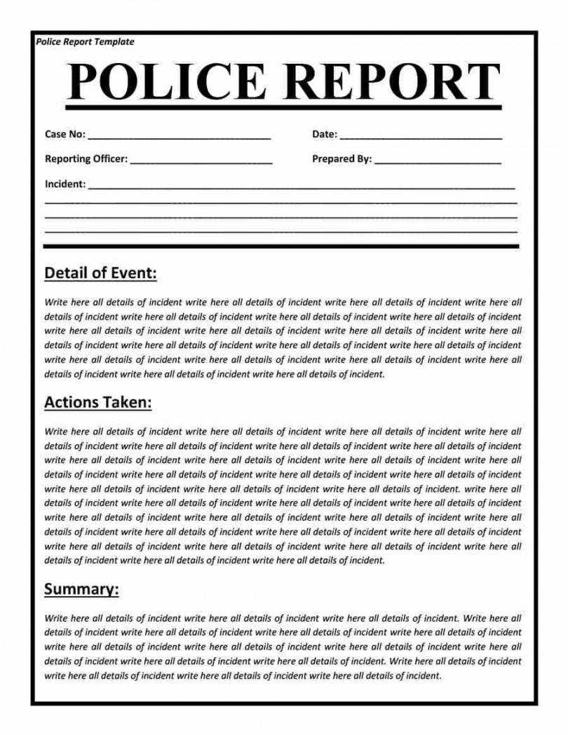 Police Report Format Template Inside Fake Police Report Template