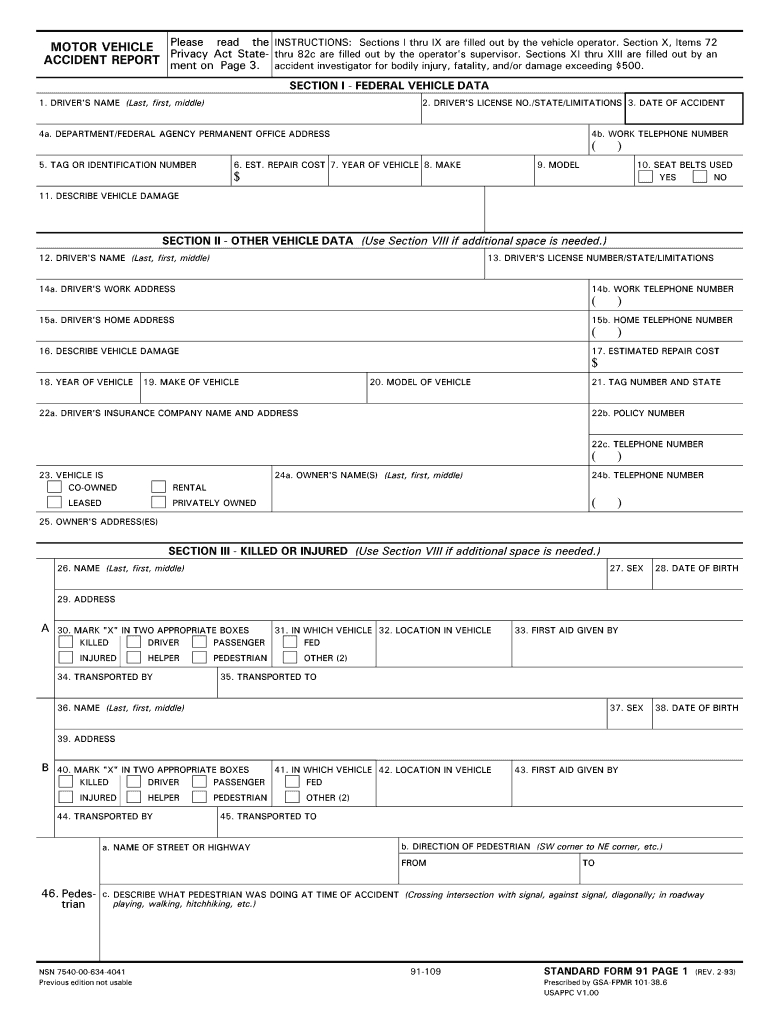 Police Report Template – Fill Online, Printable, Fillable In Vehicle Accident Report Template
