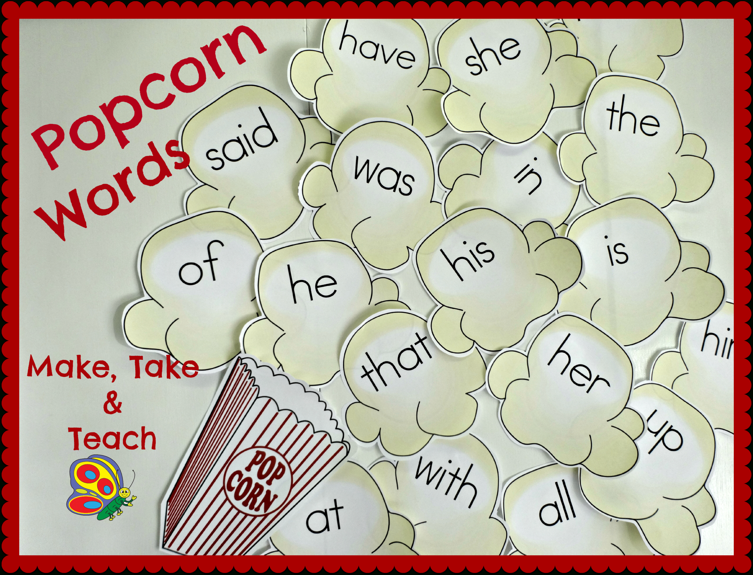 Popcorn Words – Make Take & Teach With Regard To Bulletin Board Template Word