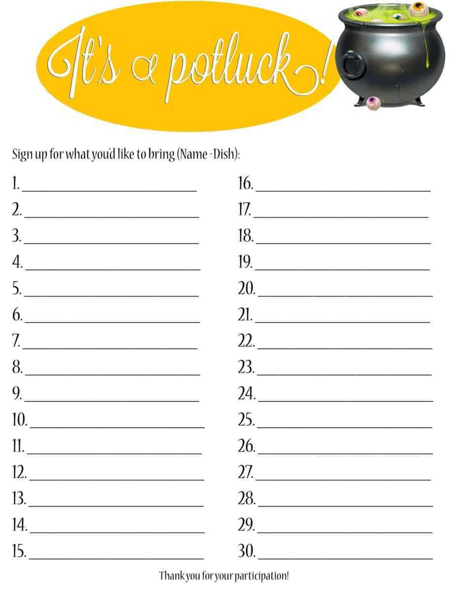 Potluck Sign Up Sheets – Word Excel Fomats With Regard To Potluck Signup Sheet Template Word