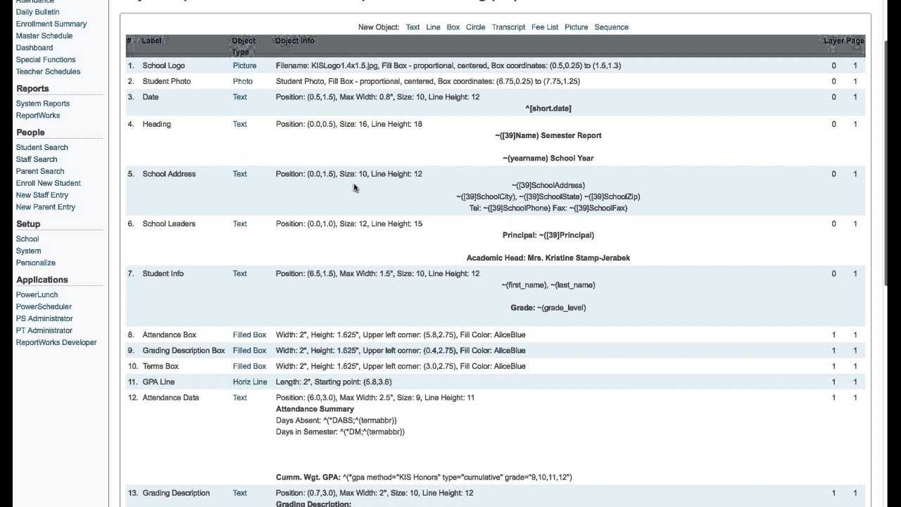 Powerschool - Editing Object Reports Regarding Powerschool Reports Templates