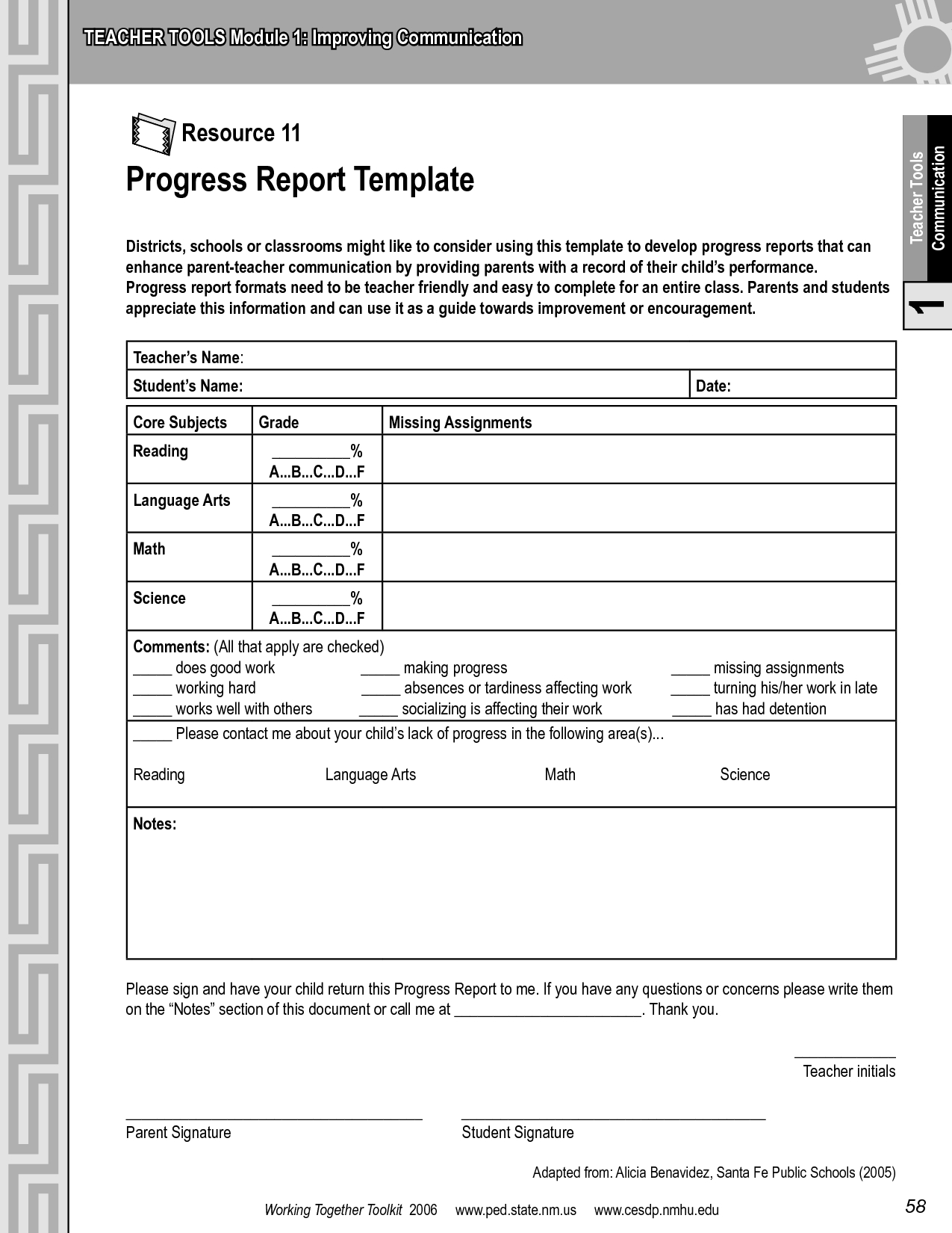 Premium Progress Report Template For Teacherccx13760 In High School Progress Report Template