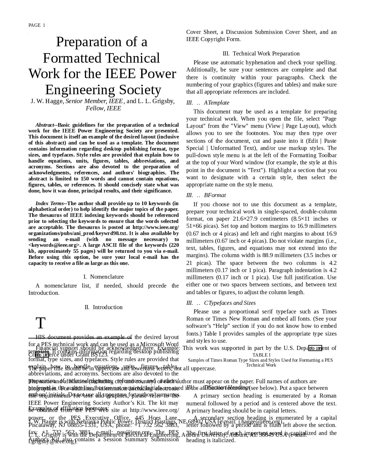 Preparation Of A Formatted Technical Work For The Ieee Power Pertaining To Ieee Template Word 2007