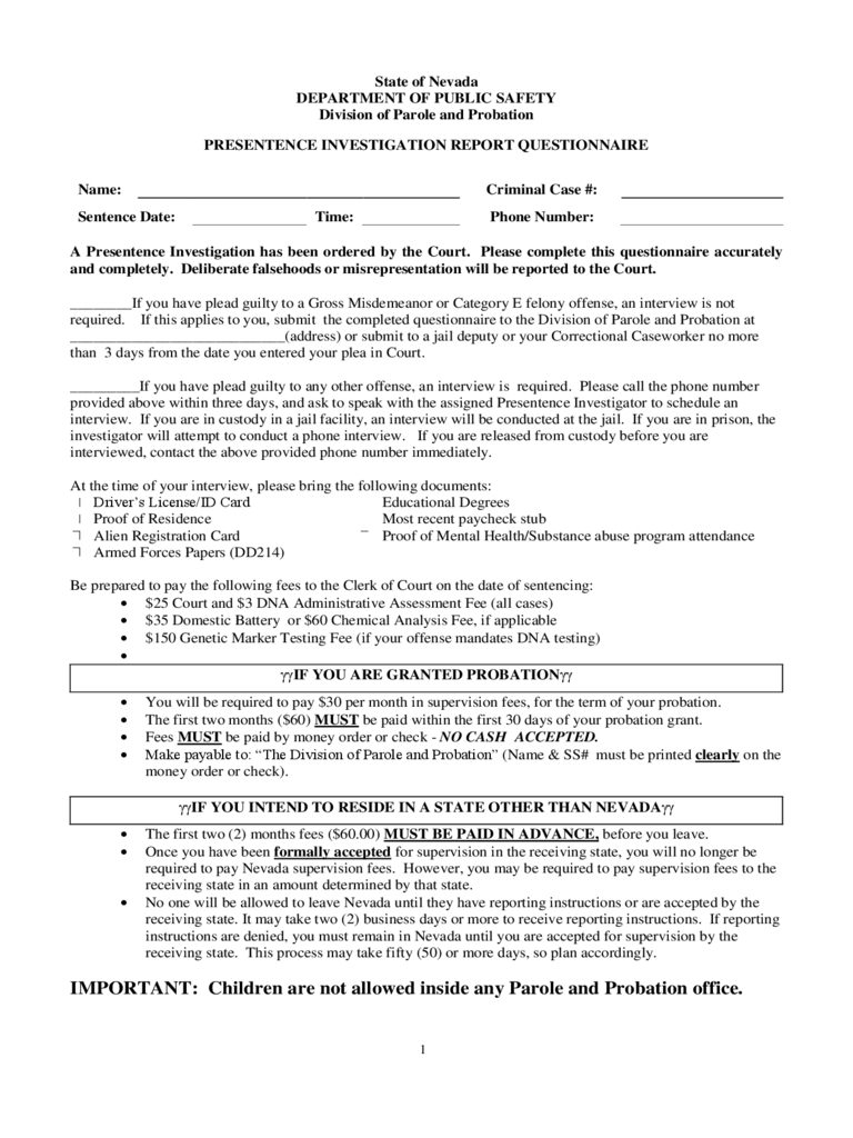 Presentence Investigation Report Form – 2 Free Templates In With Presentence Investigation Report Template