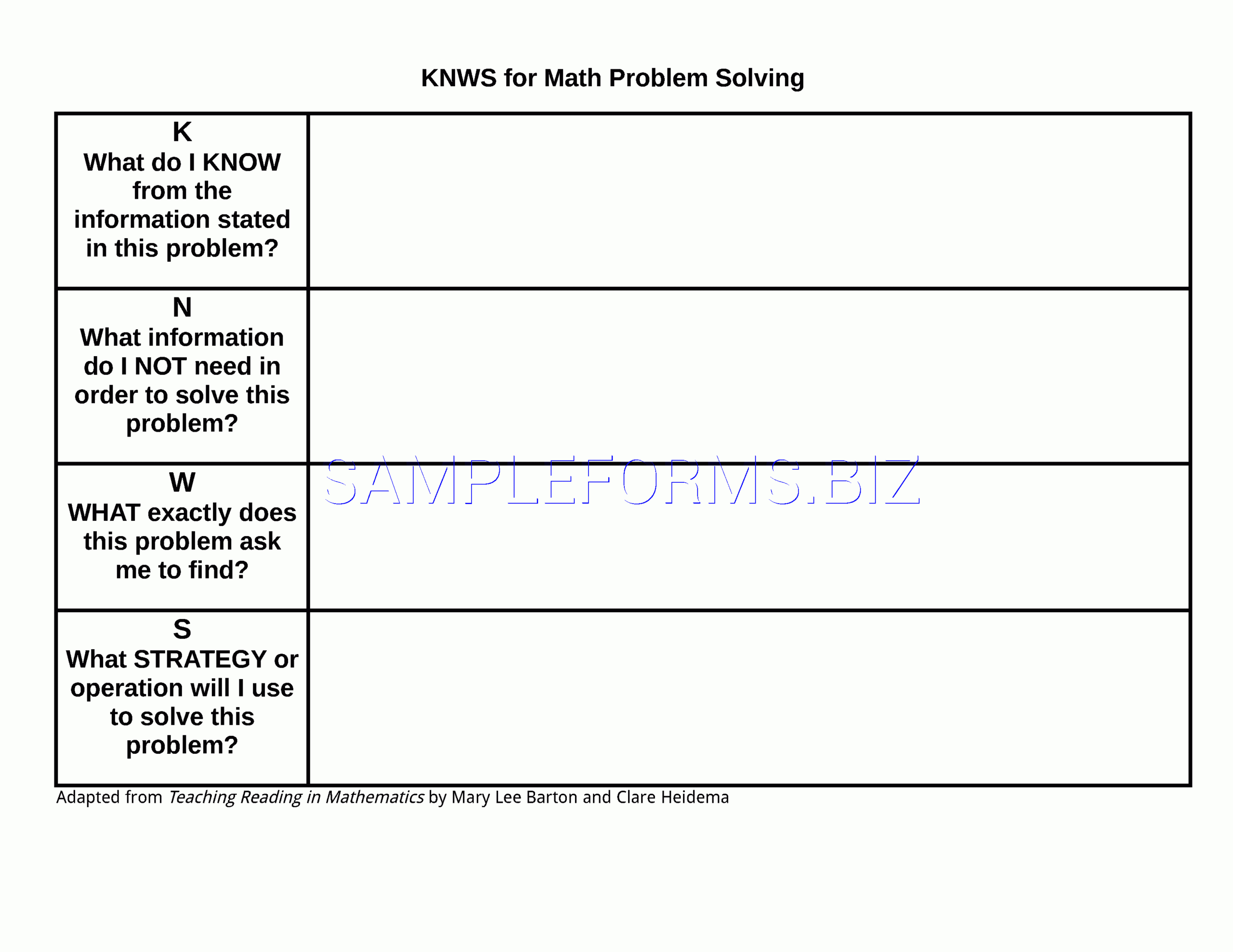 Preview Pdf Kwl Chart For Math Problem Solving, 1 With Regard To Kwl Chart Template Word Document