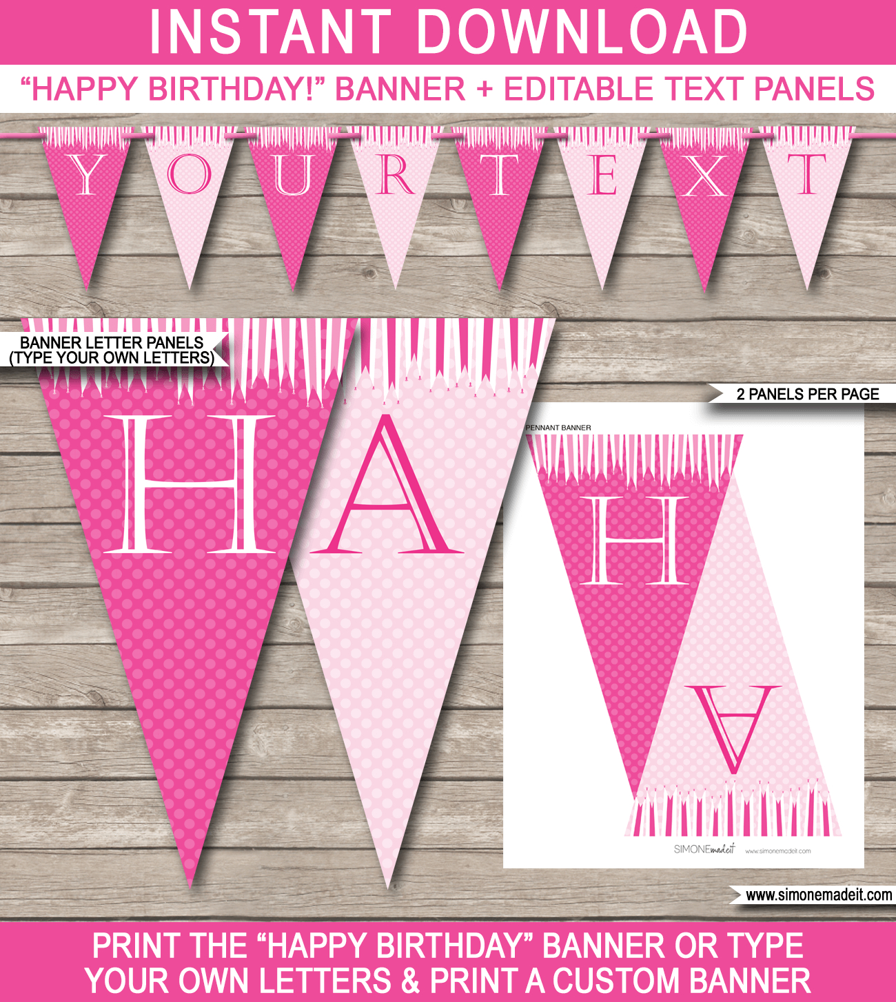 Princess Party Banner Template – Pink Intended For Diy Party Banner Template
