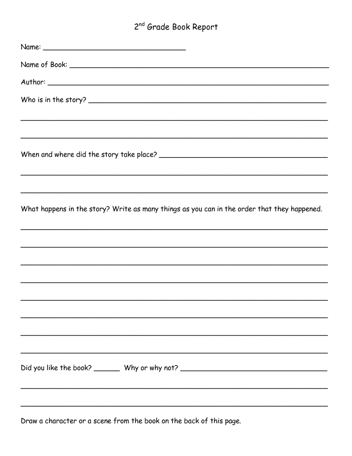 Printable 2Nd Grade Book Report Template Google Search 2Nd Pertaining To 1St Grade Book Report Template