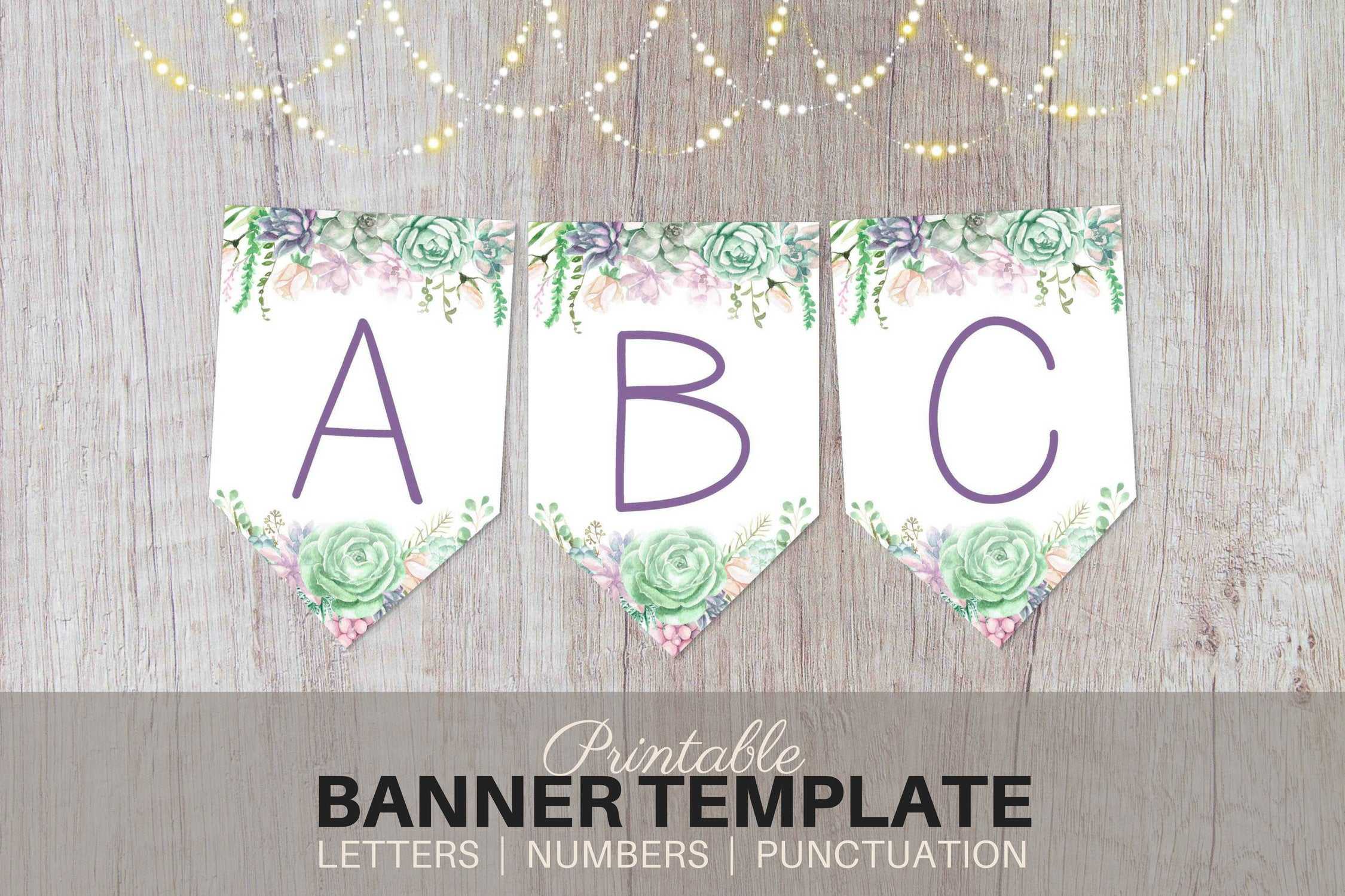 Printable Banner Template – Watercolor Succulents – Editable Printable  Banner Letters Pdf Bridal Shower, Birthday, Baby Shower, Party Banner With Bridal Shower Banner Template