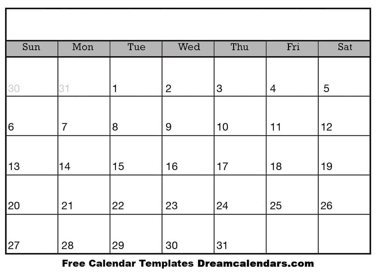 Printable Blank Calendar 2020 | Dream Calendars With Regard To Blank Activity Calendar Template