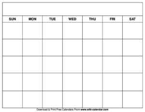 Printable Blank Calendar Templates within Full Page Blank Calendar Template