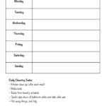 Printable Cleaning Schedule Form For Daily & Weekly Cleaning For Blank Cleaning Schedule Template