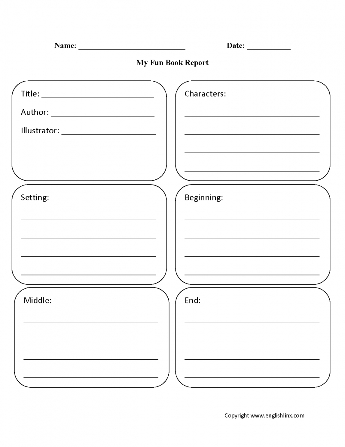 Printable Englishlinx Book Report Worksheets Book Report With Book Report Template Middle School