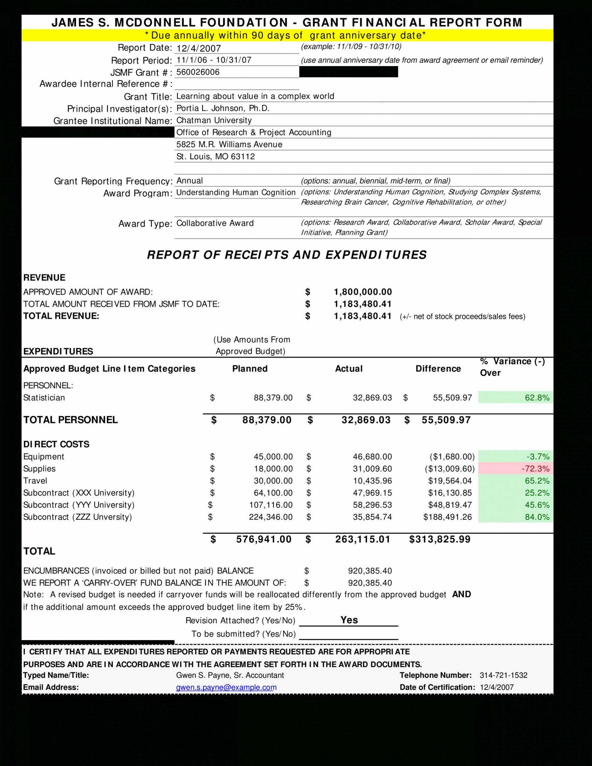 Printable Grant Financial Report Template Best Of With Fundraising Report Template