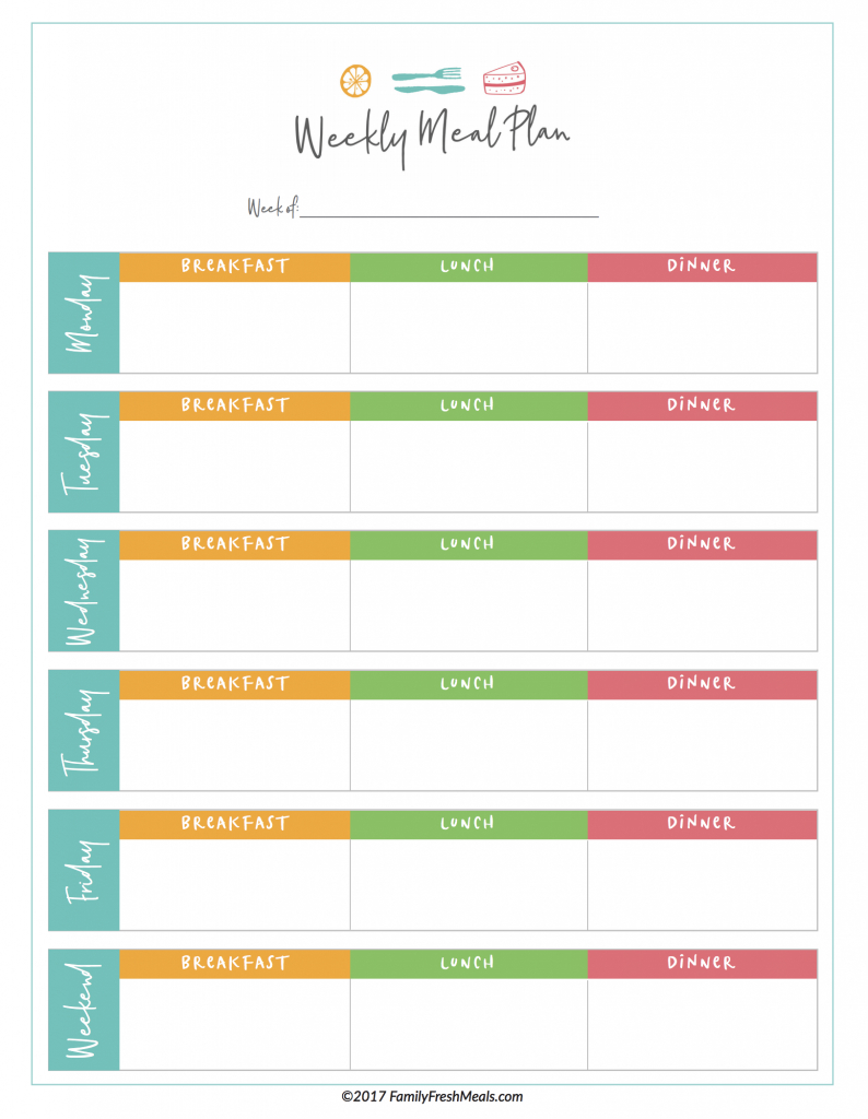 Printable Meal Plan Template – Malon.werob2016 Regarding Meal Plan Template Word