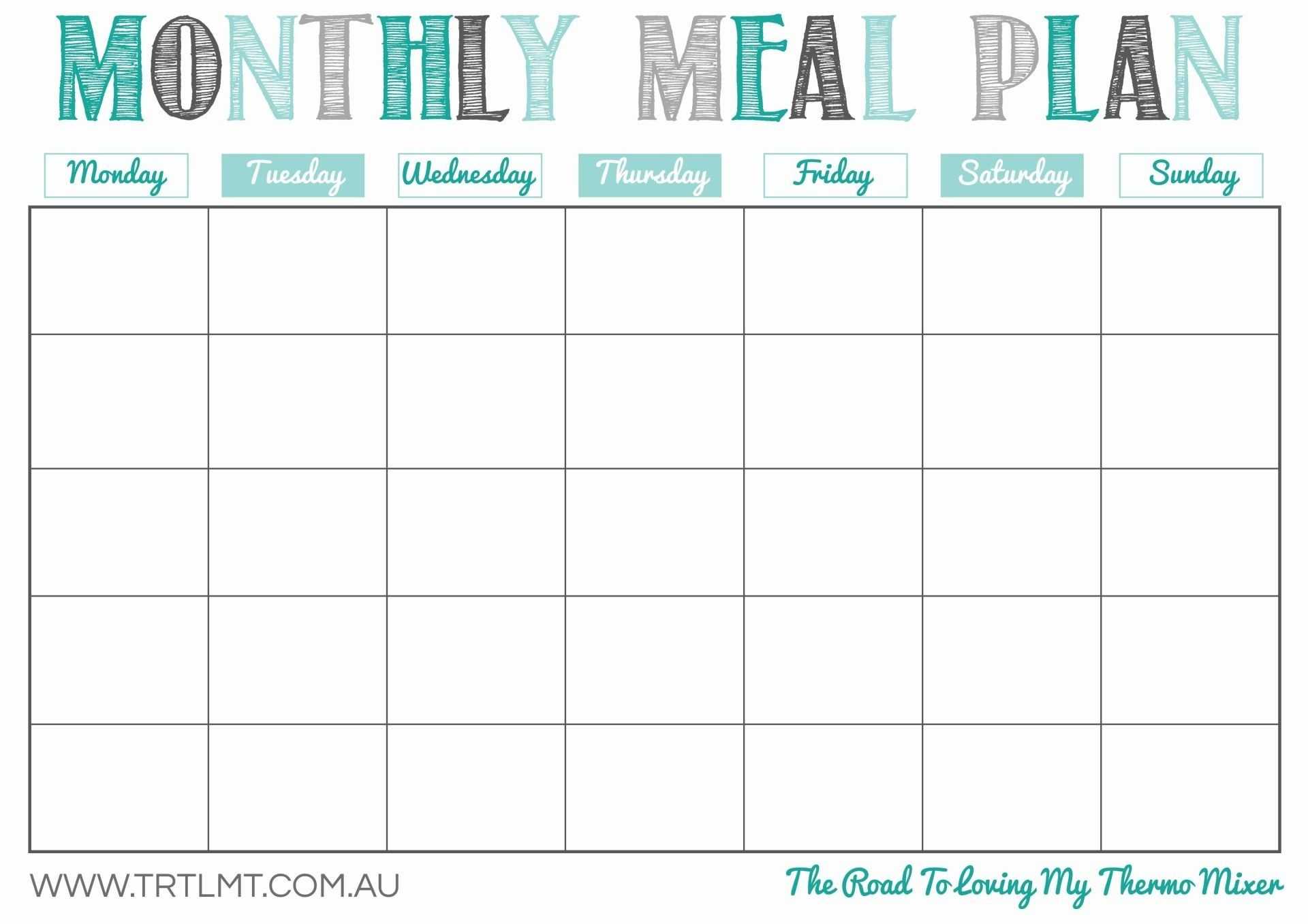 Printable Monthly Meal Planner | Room Surf Within Meal Plan Template Word