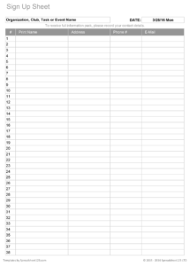 Printable Sign Up Worksheets And Forms For Excel, Word And inside Free Sign Up Sheet Template Word