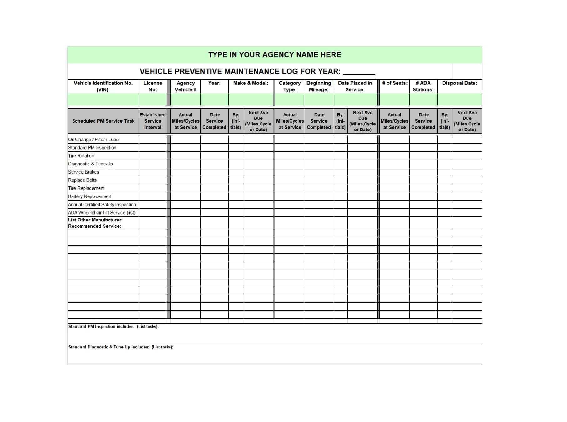 Printable Vehicle Maintenance Log Templates Template Lab Within Computer Maintenance Report Template