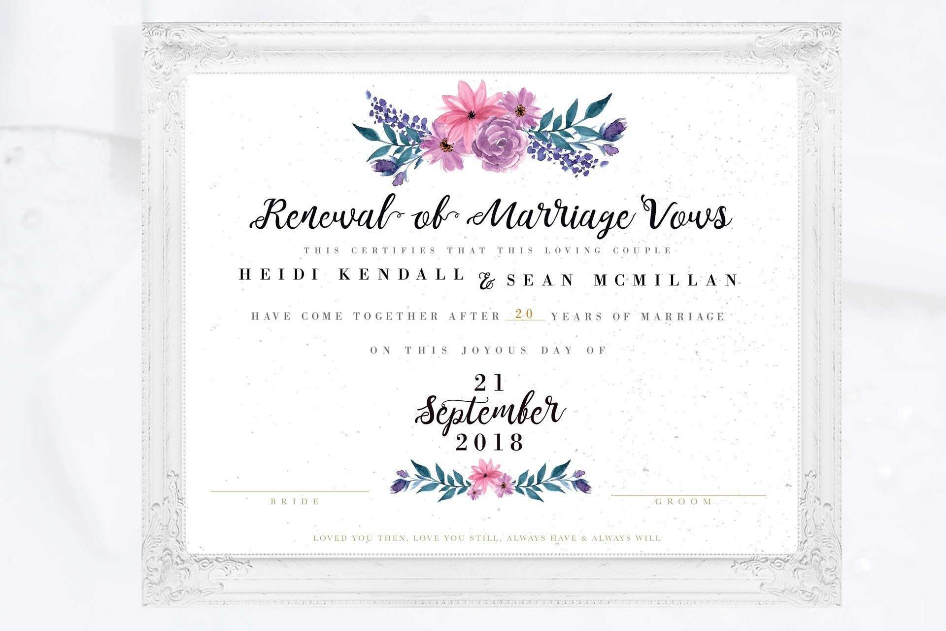 Printable | Vow Renewal Certificate, Marriage Certificate, Vow Renewal  Sign, Renew Vows Certificate, Renewal Of Marriage, Marriage Renewal Inside Blank Marriage Certificate Template