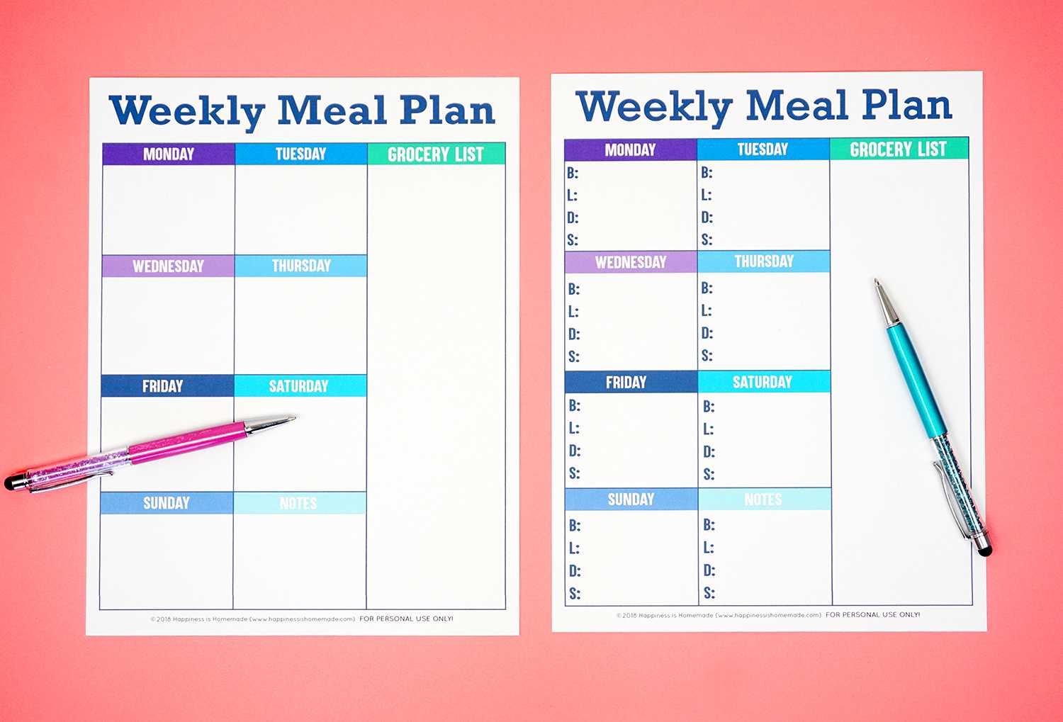 Printable Weekly Meal Planner Template – Happiness Is Homemade Throughout Blank Meal Plan Template