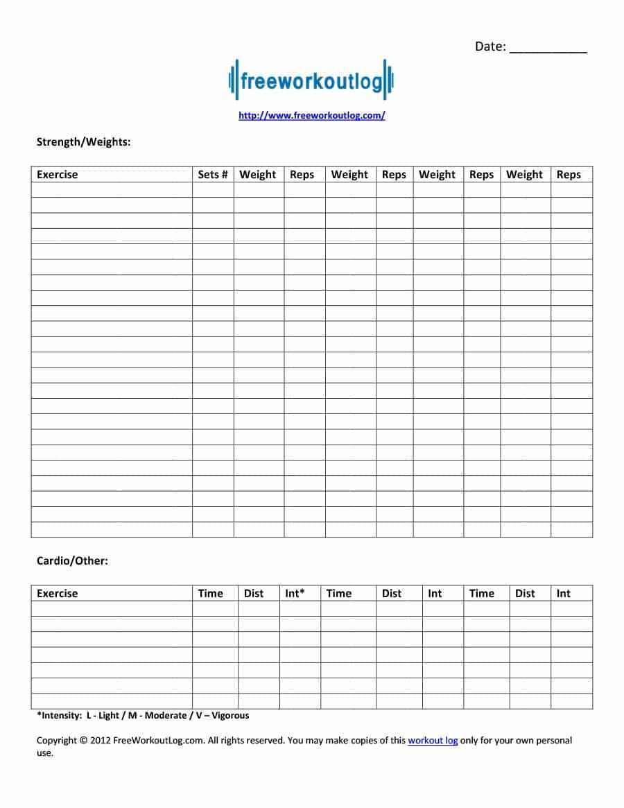 Printable Workout Log Sheets – Papele.alimentacionsegura In Blank Workout Schedule Template