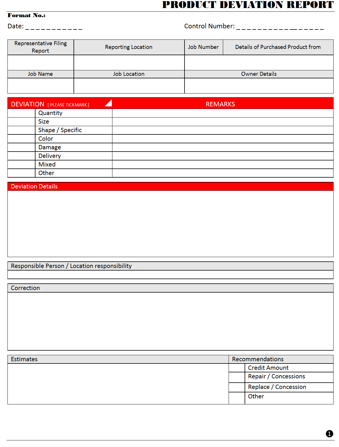 Product Deviation Report – Regarding Deviation Report Template