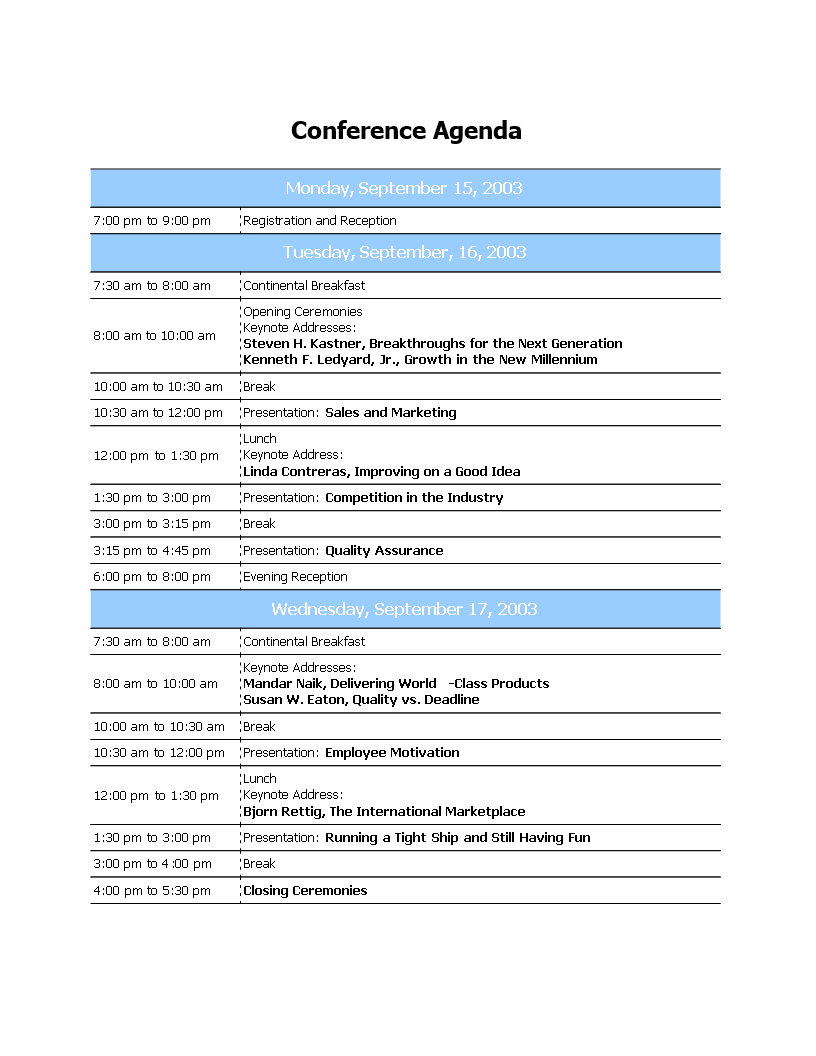 Professional Conference Agenda | Templates At Inside Event Agenda Template Word