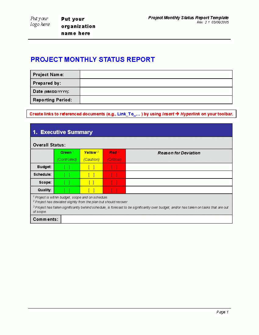 Progress Monthly Status Report (Word) – Flevypro Document Inside Monthly Status Report Template