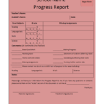Progress Report Template For Student Progress Report Template