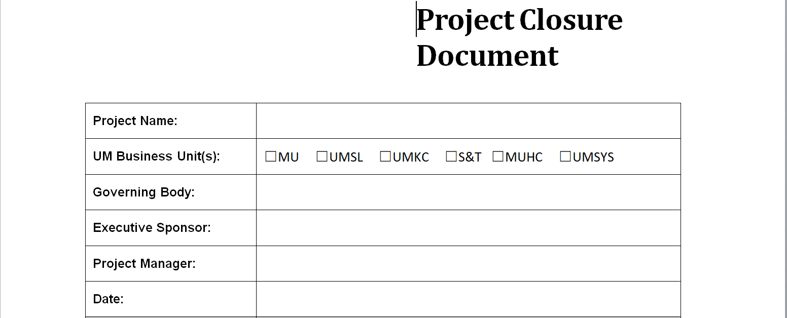 Project Closure Report Template With Closure Report Template