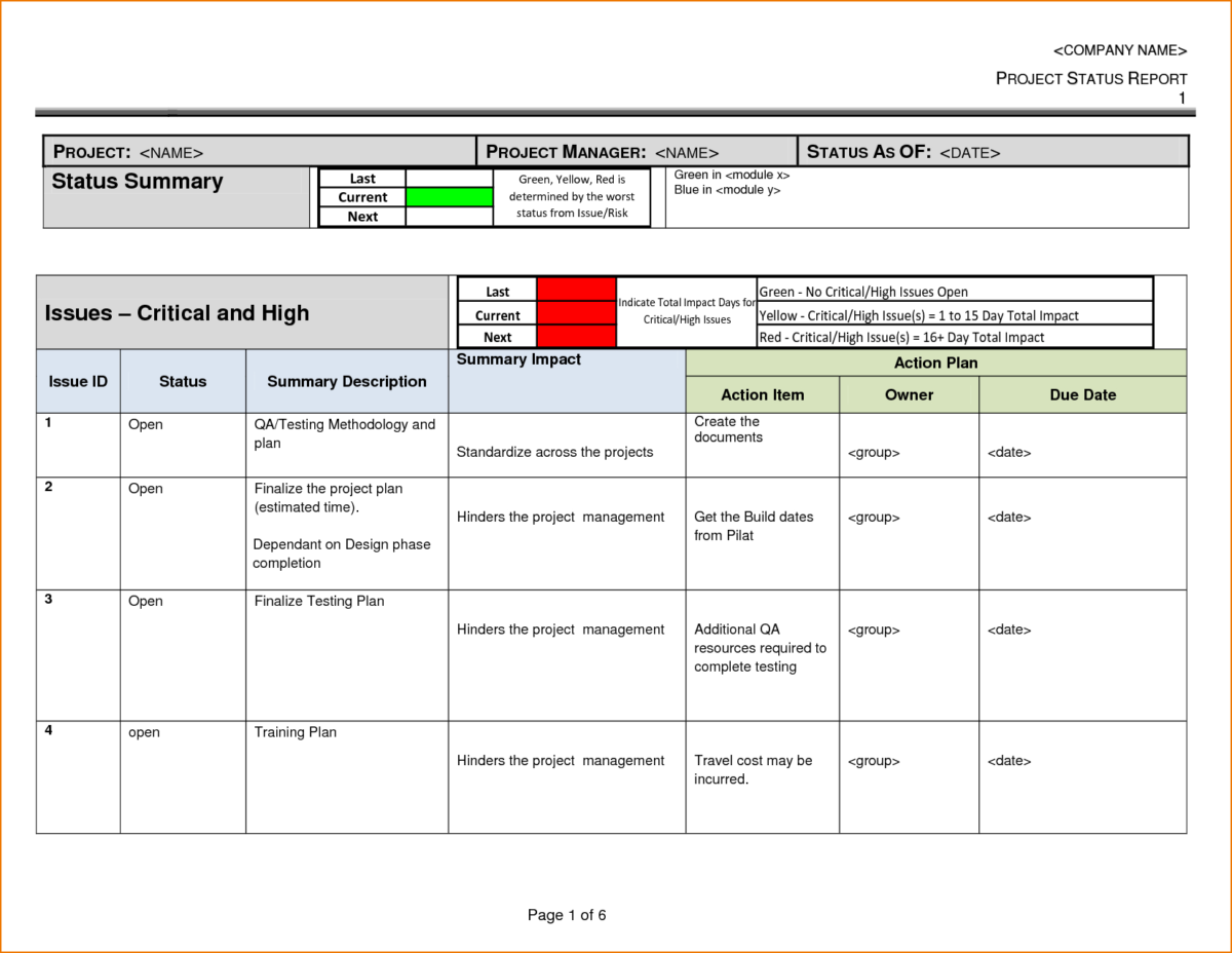 Report Specification Template