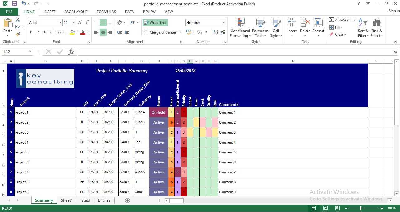 Project Portfolio Management Excel Template – Engineering With Portfolio Management Reporting Templates