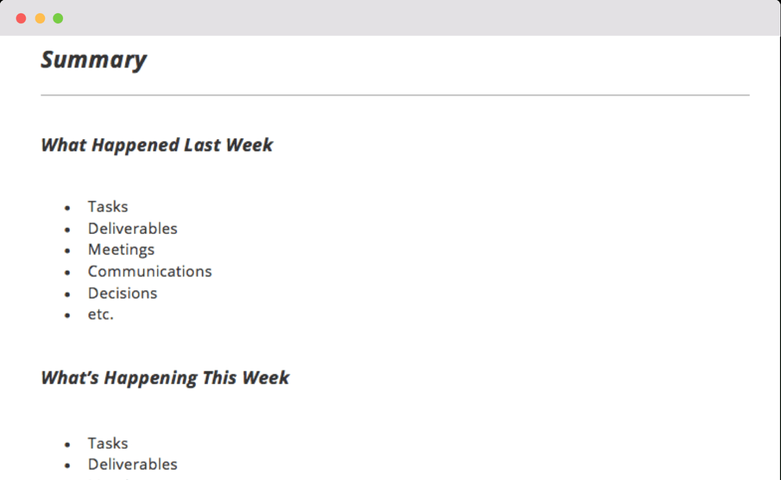 Project Status Report Email Template - Sample Design Templates